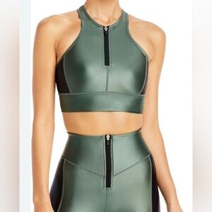 All Access Zip Front Shine Sports Bra Top Size M